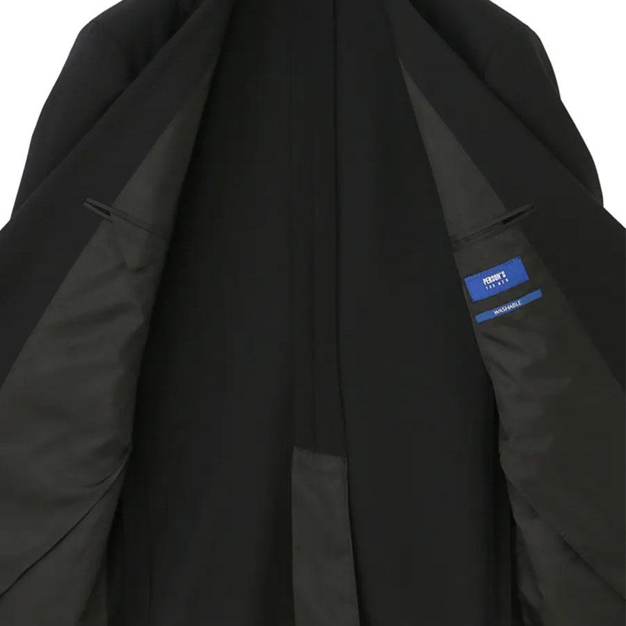 【洋服の青山】涼しい スーツ メンズ スタイリッシュ 盛夏 ブラック 黒 ストライプ 清涼 接触冷感 冷たい ストレッチ 動きやすい ビジネス 通勤 出張 営業の画像