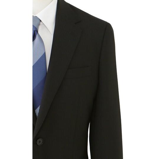 【洋服の青山】涼しい スーツ メンズ スタイリッシュ 盛夏 ブラック 黒 ストライプ 清涼 接触冷感 冷たい ストレッチ 動きやすい ビジネス 通勤 出張 営業の画像