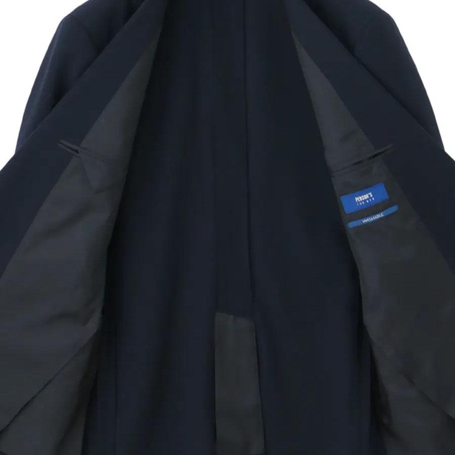【洋服の青山】ツーパンツ 涼しい スーツ メンズ スタイリッシュ 盛夏 ネイビー 紺 ストライプ 接触冷感 冷たい ストレッチ 動きやすい ビジネス 通勤 出張 営業の画像