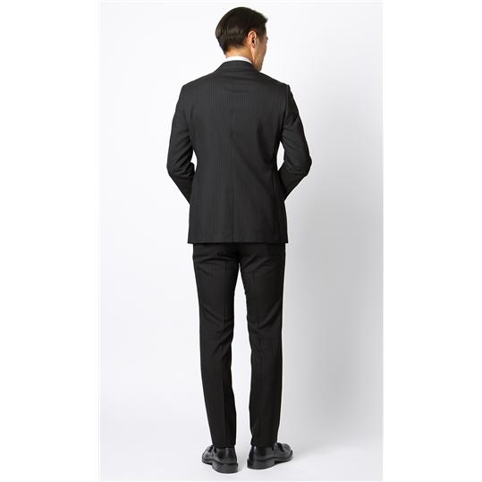 【洋服の青山】メンズ スーツ 春夏 ネイビー プレミアム スーツ 男性 紳士服 シングル ビジネス ノータック 2ボタン センターベント 上品 プレミアム ストライプの画像