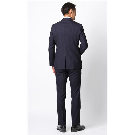 【洋服の青山】メンズ スーツ 春夏 ネイビー系 プレミアムスタイリッシュスーツ【SUITO WOOL】紳士服 メンズスーツ 男性 紳士服 ビジネス 長袖 標準体の画像