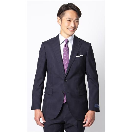 【洋服の青山】メンズ スーツ 春夏 ネイビー系 プレミアムスタイリッシュスーツ【SUITO WOOL】紳士服 メンズスーツ 男性 紳士服 ビジネス 長袖 標準体の画像