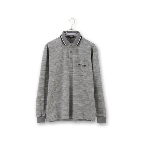 AOYAMA 【洋服の青山】ポロシャツ メンズ グレー 鹿の子 リブ衿 長袖