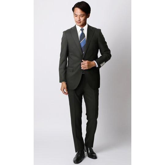 【洋服の青山】ツーパンツ メンズ スーツ 春夏秋冬 ブラック プレミアム スリム スーツ ストレッチ 男性 紳士服 ビジネス 2ボタン 最高級 洗える パンツ2着の画像