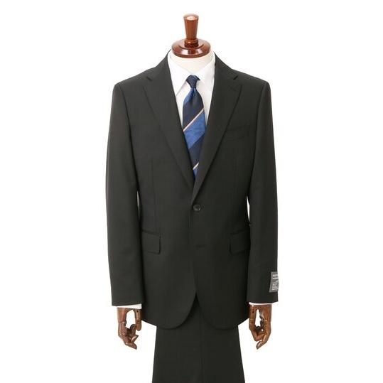 【洋服の青山】ツーパンツ メンズ スーツ 春夏秋冬 ブラック プレミアム スリム スーツ ストレッチ 男性 紳士服 ビジネス 2ボタン 最高級 洗える パンツ2着の画像