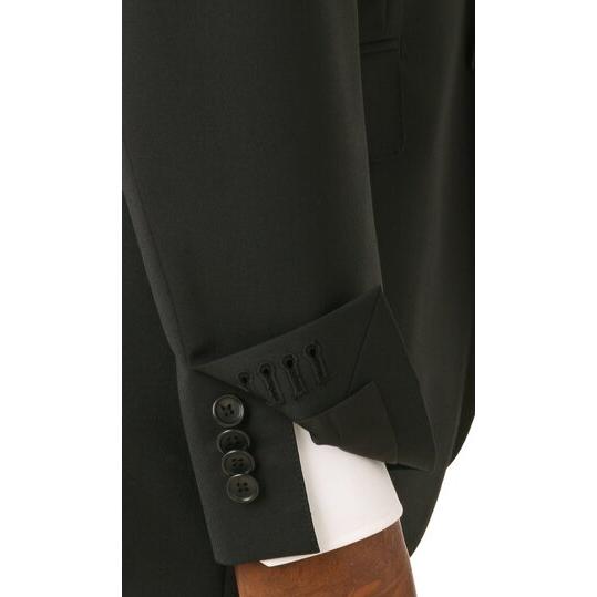 【洋服の青山】ツーパンツ メンズ スーツ 春夏秋冬 ブラック プレミアム スリム スーツ ストレッチ 男性 紳士服 ビジネス 2ボタン 最高級 洗える パンツ2着の画像