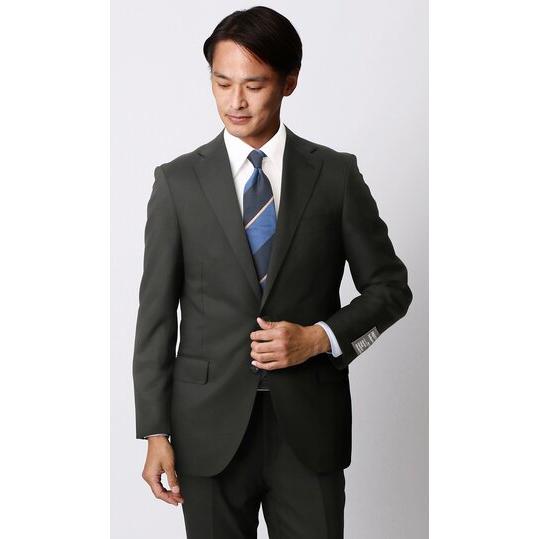 【洋服の青山】ツーパンツ メンズ スーツ 春夏秋冬 ブラック プレミアム スリム スーツ ストレッチ 男性 紳士服 ビジネス 2ボタン 最高級 洗える パンツ2着の画像