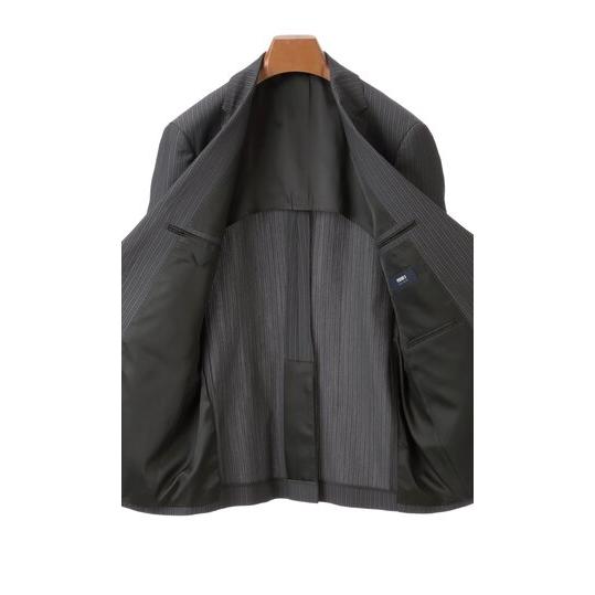 【洋服の青山】スリーピース メンズ オールシーズン グレー 灰色 スタイリッシュ スリム 男性 紳士服 3点セット ストレッチ 動きやすい 長袖 細身体 スリムの画像