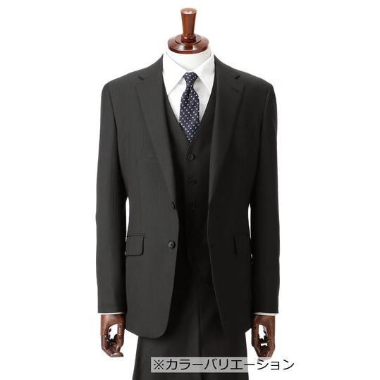 【洋服の青山】スリーピース メンズ オールシーズン グレー 灰色 スタイリッシュ スリム 男性 紳士服 3点セット ストレッチ 動きやすい 長袖 細身体 スリムの画像