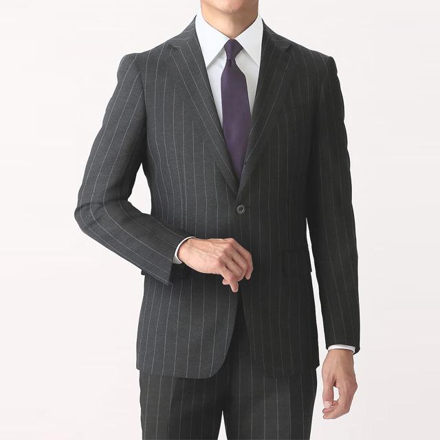 AOYAMA 【洋服の青山】スーツ メンズ スリム 春夏用 グレー ストライプ
