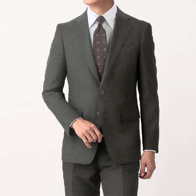 AOYAMA 【洋服の青山】スーツ メンズ スリム 春夏用 グレー チェック