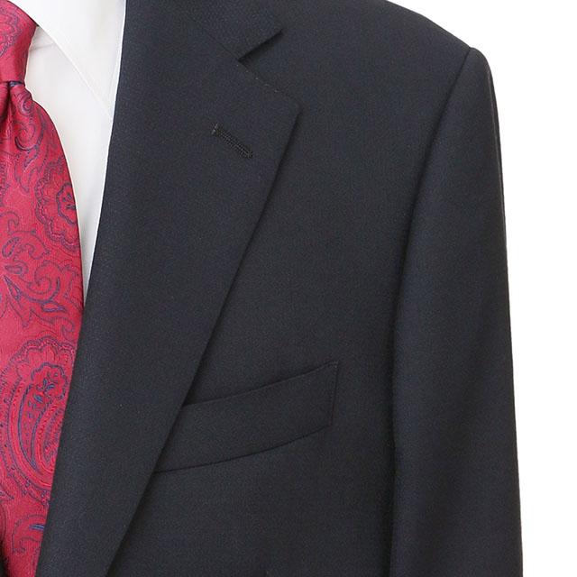 【洋服の青山】御幸毛織 プレミアム スーツ メンズ ゆったり 秋冬用 ネイビー 紺 織柄 シングル 2ボタン サイドベンツ 総裏 ワンタック ビジネス オフィスの画像