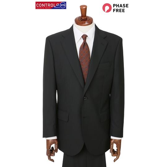 【洋服の青山】スーツ メンズ オールシーズン用 春夏 秋冬用 ブラック系 黒 スタンダードスーツ【CONTROLα】 ウォッシャブル 洗える ストレッチ すぐ乾くの画像