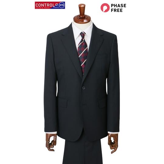【洋服の青山】【ツーパンツ】スーツ メンズ オールシーズン ネイビー スタイリッシュ 【CONTROLα】ビジネス オフィス 通勤 背広 紳士服 男性 ウォッシャブルの画像