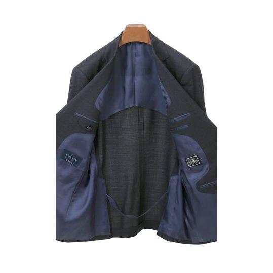 【洋服の青山】ウール100% プレミアム スーツ メンズ ゆったり 春夏 秋冬 ネイビー 紺 2ボタン 背抜き サイドベンツ ワンタック ビジネス 会議 会食 フォーマルの画像