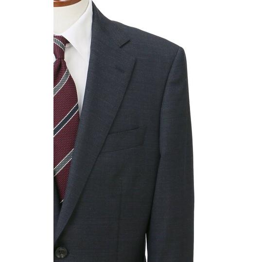 【洋服の青山】ウール100% プレミアム スーツ メンズ ゆったり 春夏 秋冬 ネイビー 紺 2ボタン 背抜き サイドベンツ ワンタック ビジネス 会議 会食 フォーマルの画像