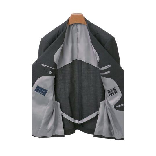 【洋服の青山】ウール100% プレミアム スーツ メンズ ゆったり 春夏 秋冬 グレー 灰色 2ボタン 背抜き サイドベンツ ワンタック ビジネス 会議 会食 フォーマルの画像