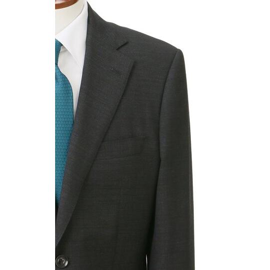 【洋服の青山】ウール100% プレミアム スーツ メンズ ゆったり 春夏 秋冬 グレー 灰色 2ボタン 背抜き サイドベンツ ワンタック ビジネス 会議 会食 フォーマルの画像