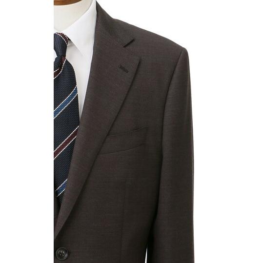 【洋服の青山】ウール100% プレミアム スーツ メンズ ゆったり 春夏 秋冬 ブラウン 茶 2ボタン 背抜き サイドベンツ ワンタック ビジネス 会議 会食 フォーマルの画像