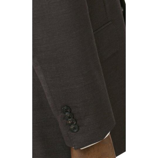 【洋服の青山】ウール100% プレミアム スーツ メンズ ゆったり 春夏 秋冬 ブラウン 茶 2ボタン 背抜き サイドベンツ ワンタック ビジネス 会議 会食 フォーマルの画像