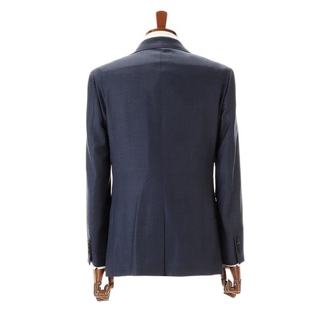 【洋服の青山】ウール100% スーツ メンズ スリム 春夏秋冬 ネイビー 紺 チェック プレミアム 2ボタン 背抜き 軽い 軽量 動きやすい 上品 高級感 ビジネス 仕事の画像