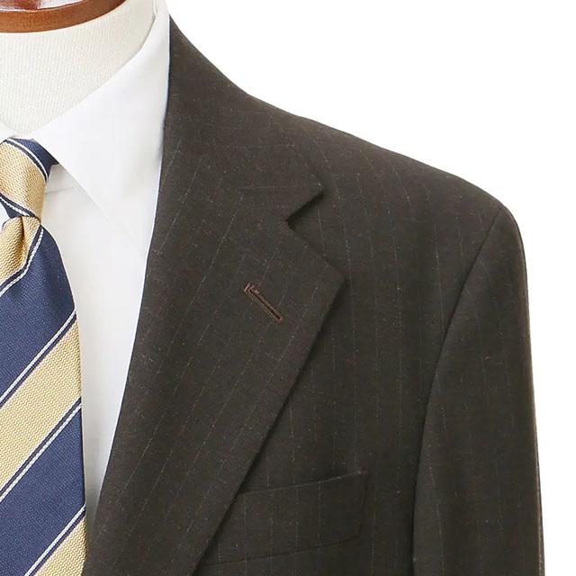 vintage ブラウン ストライプ スーツ セットアップ XL アンコン 背抜 AOYAMA 【洋服の青山】春夏 スーツ 3ボタン 段返り スリム メンズ 男性