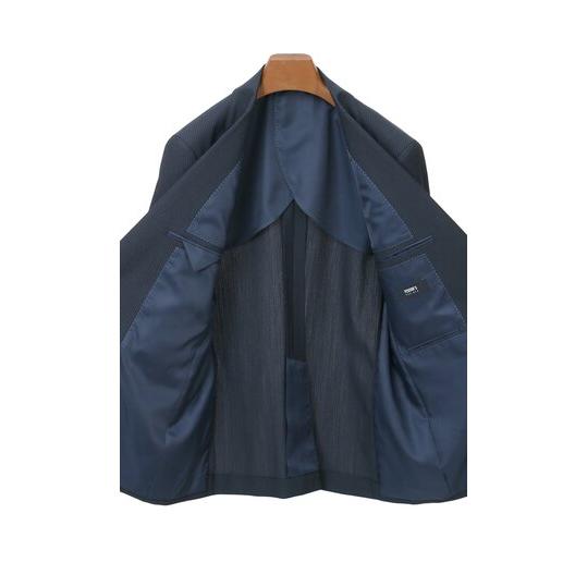 【洋服の青山】ネイビー系 メンズ スーツ ベスト付き 三つ揃いスーツ ベスト ビジネス オフィス カジュアル ビジカジ 春夏 秋冬 スリム 千鳥格子 ジレベスト付きの画像