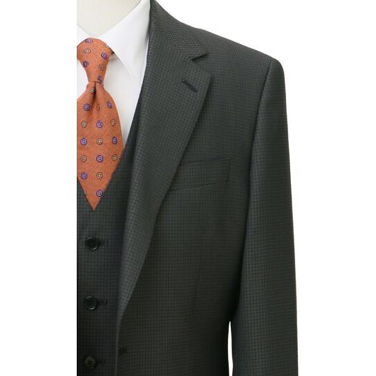 【洋服の青山】グレー系 メンズ スーツ ベスト付き 三つ揃いスーツ ベスト ビジネス オフィス カジュアル ビジカジ 春夏 秋冬 スリム 千鳥格子 ジレベスト付きの画像