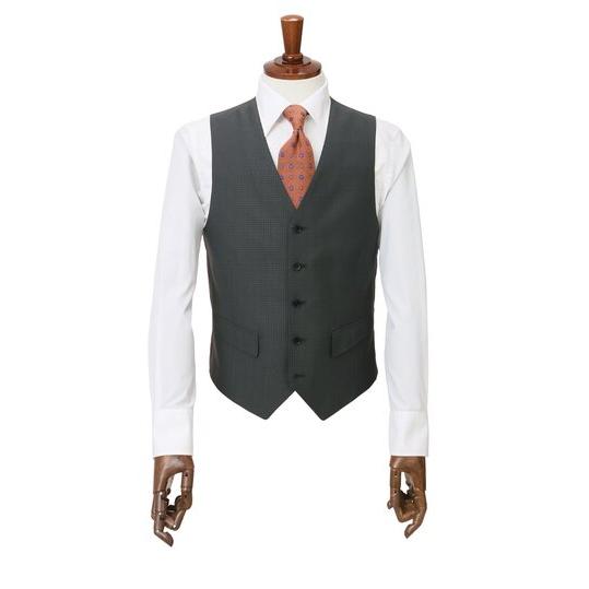 【洋服の青山】グレー系 メンズ スーツ ベスト付き 三つ揃いスーツ ベスト ビジネス オフィス カジュアル ビジカジ 春夏 秋冬 スリム 千鳥格子 ジレベスト付きの画像