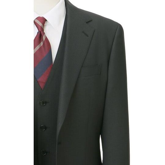 【洋服の青山】オールシーズン ブラック系 スタイリッシュスーツ【スリーピース】【Plastics Smart】 【ジャケット】 2ボタン 背抜き 脇当て センターベントの画像