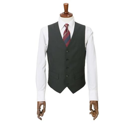 【洋服の青山】オールシーズン ブラック系 スタイリッシュスーツ【スリーピース】【Plastics Smart】 【ジャケット】 2ボタン 背抜き 脇当て センターベントの画像