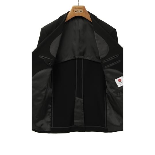 【洋服の青山】AB体 濃色 礼服 喪服 ブラックフォーマル メンズ ゆったり 春秋冬用 黒無地 シングル 2ボタン 大きいサイズ 葬式 通夜 告別式 フォーマルスーツの画像