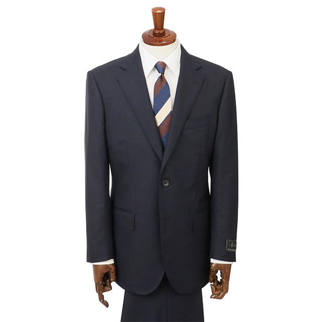 【洋服の青山】【洋服の青山】匠スーツ 日本製 ウール100% プレミアム スーツ メンズ ゆったり 春夏秋冬 ネイビー 紺 無地 Super120's 高級 光沢 2ボタンの画像