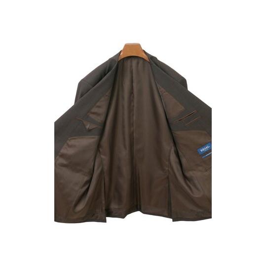 【洋服の青山】キングサイズ 2パンツ スーツ メンズ ゆったり 秋冬 ブラウン ツーパンツ サイドベンツ ツータック アジャスター 洗える 動きやすい ストレッチの画像