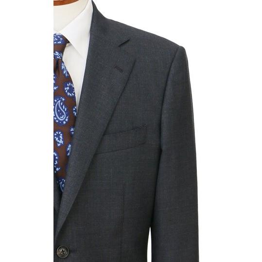 【洋服の青山】メンズ 秋冬 ネイビー系 プレミアムスタンダードスーツ【AQUA WOOL】 【ジャケット】 2ボタン 総裏 本台場 脇当て 重ねボタン サイドベンツの画像
