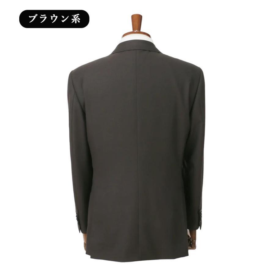 【洋服の青山】プレミアム ウール100% スーツ メンズ ゆったり 秋冬 ブラウン 茶色 無地 大きいサイズ シングル 2ボタン 総裏 サイドベンツ ワンタックの画像