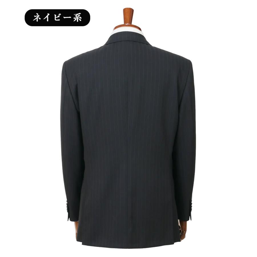 【洋服の青山】メンズ 秋冬 ネイビー系 プレミアムスタンダードスーツ MIYUKI SLOW WEAVE ジャケット 2ボタン 総裏 本台場 脇当て 重ねボタン サイドベンツの画像