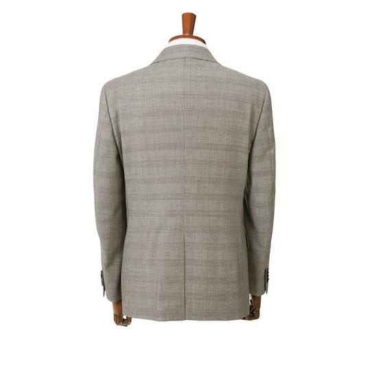 【洋服の青山】プレミアム ウール100% スーツ メンズ スリム 秋冬 ブラウン グレンチェック 2ボタン 総裏 本台場 本切羽 センターベント ノータック ストレッチの画像