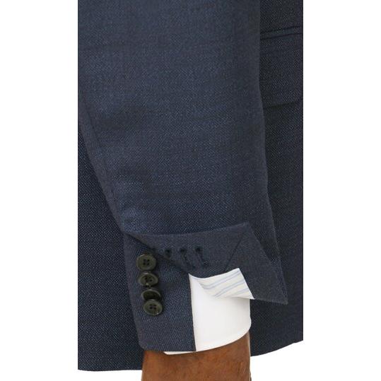 【洋服の青山】ウール100% プレミアム スーツ メンズ スリム 秋冬 ネイビー 紺 マルゾット Marzotto 大きいサイズ 2ボタン シングル ワンタック 総裏 軽量 軽いの画像