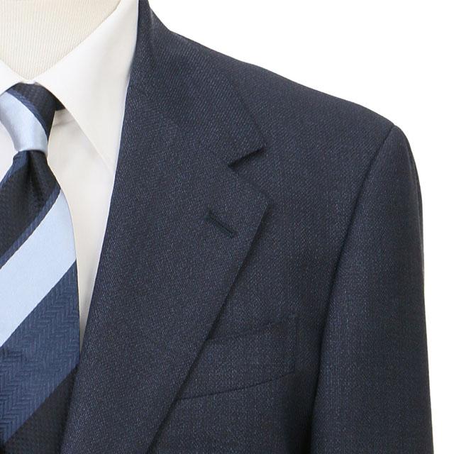 【洋服の青山】ウール100% プレミアム スーツ メンズ スリム 秋冬 ネイビー 紺 マルゾット Marzotto 大きいサイズ 2ボタン シングル ワンタック 総裏 軽量 軽いの画像