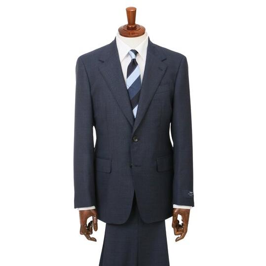 【洋服の青山】ウール100% プレミアム スーツ メンズ スリム 秋冬 ネイビー 紺 マルゾット Marzotto 大きいサイズ 2ボタン シングル ワンタック 総裏 軽量 軽いの画像