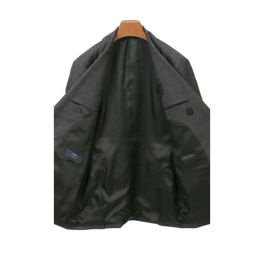 【洋服の青山】ウール100% プレミアム スーツ メンズ スリム 秋冬 グレー 灰色 マルゾット Marzotto 大きいサイズ 2ボタン シングル ワンタック 総裏 軽量 軽いの画像