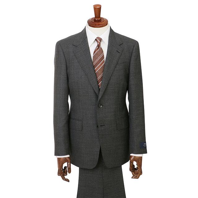【洋服の青山】ウール100% プレミアム スーツ メンズ スリム 秋冬 グレー 灰色 マルゾット Marzotto 大きいサイズ 2ボタン シングル ワンタック 総裏 軽量 軽いの画像