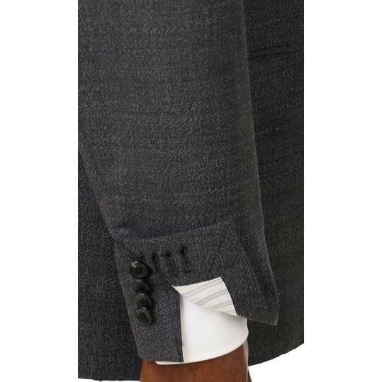 【洋服の青山】ウール100% プレミアム スーツ メンズ スリム 秋冬 グレー 灰色 マルゾット Marzotto 大きいサイズ 2ボタン シングル ワンタック 総裏 軽量 軽いの画像