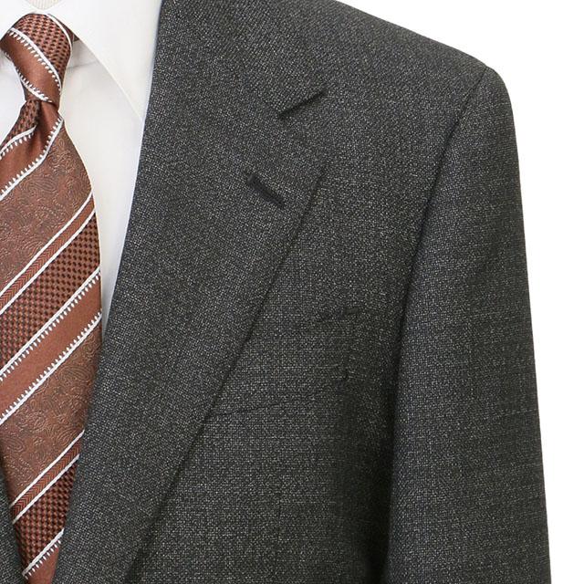 【洋服の青山】ウール100% プレミアム スーツ メンズ スリム 秋冬 グレー 灰色 マルゾット Marzotto 大きいサイズ 2ボタン シングル ワンタック 総裏 軽量 軽いの画像