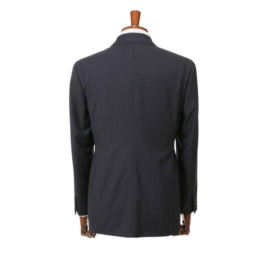 【洋服の青山】ウール100% プレミアム スーツ メンズ スリム 秋冬 ネイビー 紺 ヘリンボーン マルゾット Marzotto 大きいサイズ 2ボタン シングル ワンタックの画像