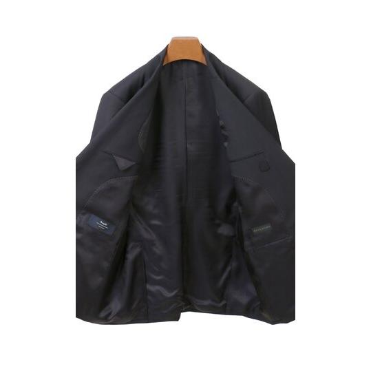 【洋服の青山】ウール100% プレミアム スーツ メンズ スリム 秋冬 ネイビー 紺 ヘリンボーン マルゾット Marzotto 大きいサイズ 2ボタン シングル ワンタックの画像