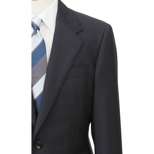 【洋服の青山】ウール100% プレミアム スーツ メンズ スリム 秋冬 ネイビー 紺 ヘリンボーン マルゾット Marzotto 大きいサイズ 2ボタン シングル ワンタックの画像