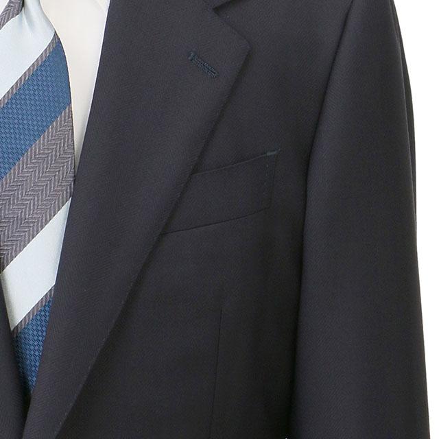 【洋服の青山】ウール100% プレミアム スーツ メンズ スリム 秋冬 ネイビー 紺 ヘリンボーン マルゾット Marzotto 大きいサイズ 2ボタン シングル ワンタックの画像