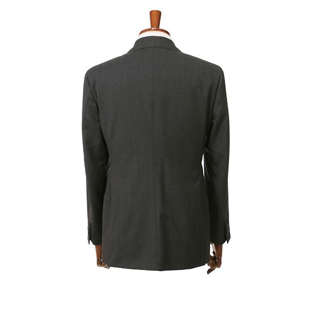 【洋服の青山】ウール100% プレミアム スーツ メンズ スリム 秋冬 グレー 灰色 ヘリンボーン マルゾット Marzotto 大きいサイズ 2ボタン シングル ワンタックの画像